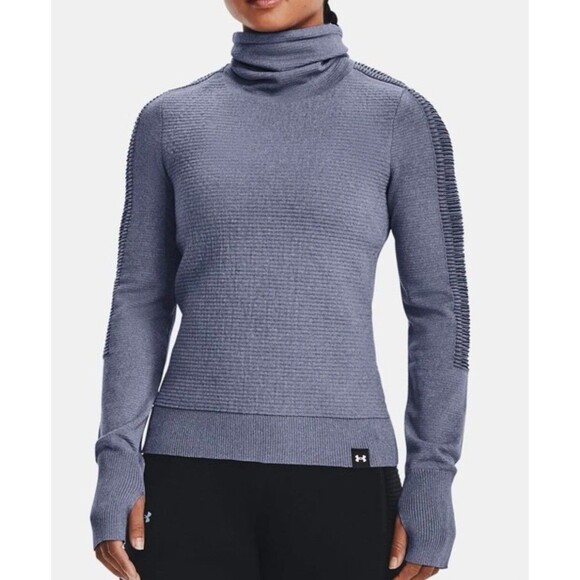New Under Armour UA Intelliknit Run Funnel Pullover 1371576-767 Blue Women Small - Picture 13 of 15